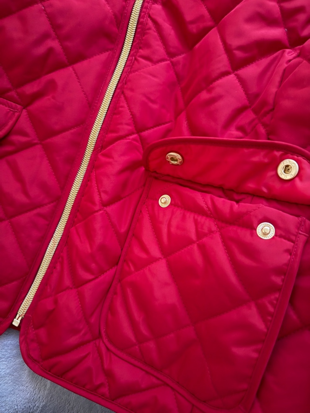 Quilted Red Puffer Vest with Gold Zipper - Picture 6 of 8